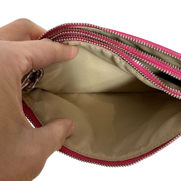 NEW Coach BLEECKER TRIPLE ZIP Leather Crossbody Camel Pink Ruby Edgepaint 51636 - Picture 9 of 12